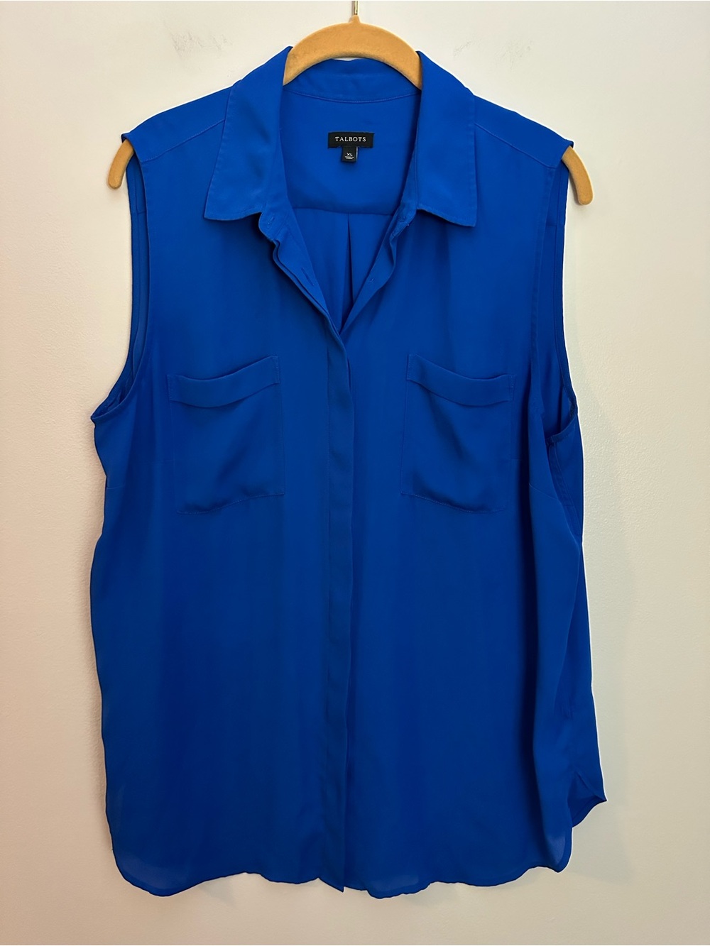 Talbots Essential Blouse Sleeveless Blue XL EUC